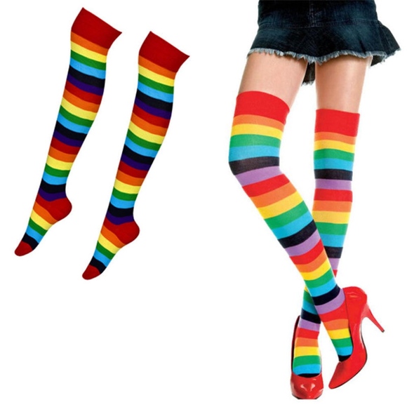 Unbranded Accessories - Women Striped Stockings Rainbow Colorful Socks Over the Knee Warm Socks NEW